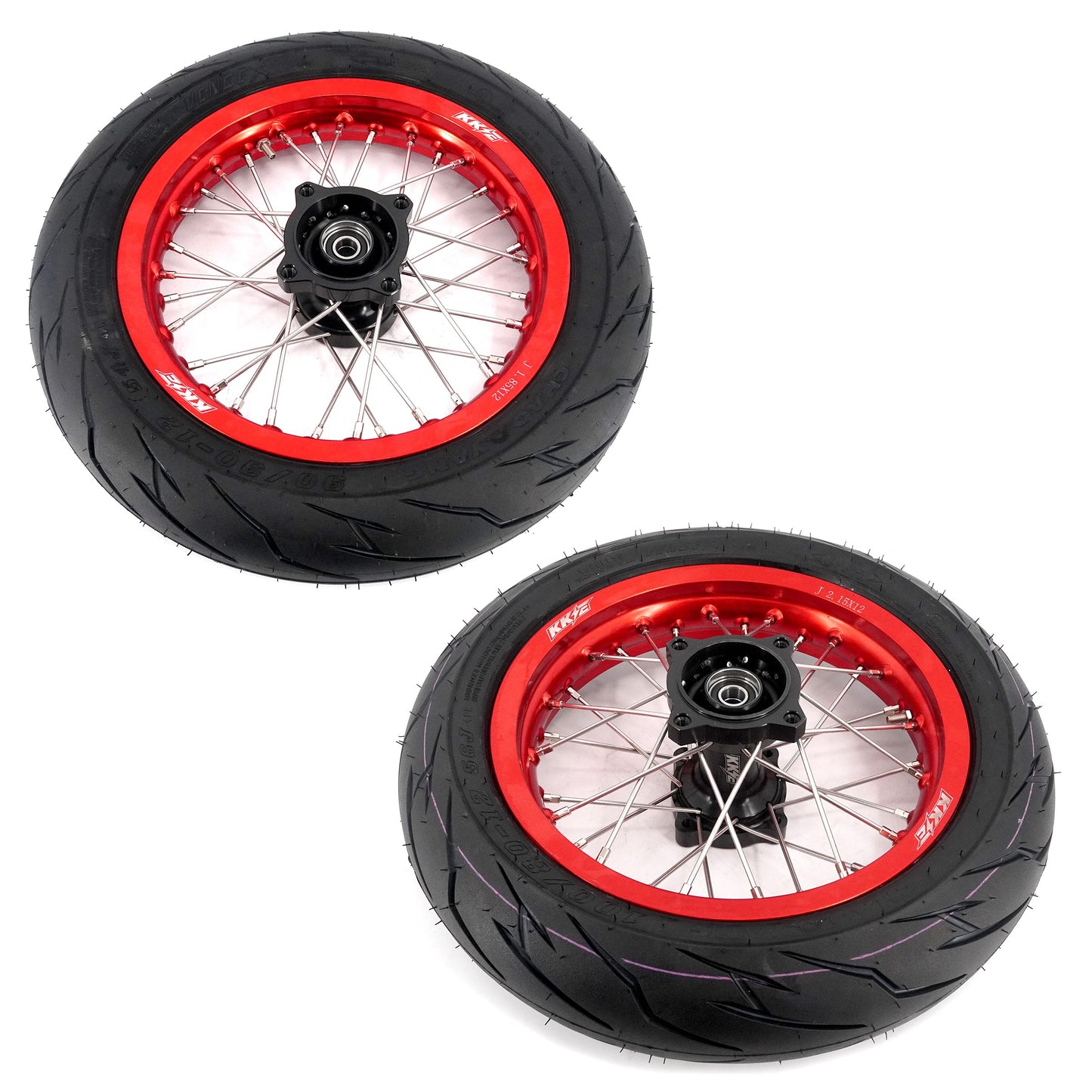 KKE 1.85*12’‘ & 2.15*12’‘ E-Bike Mini Wheels Kit with Tires Fit For Rawrr Mantis X 2024-2025 Red Rims