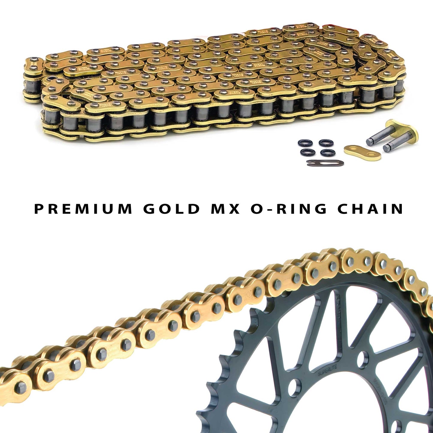 RPN428MX Premium Gold MX O-Ring Chain for E-Ride PRO 3.0/SR, Talaria MX5 & Altis Sigma